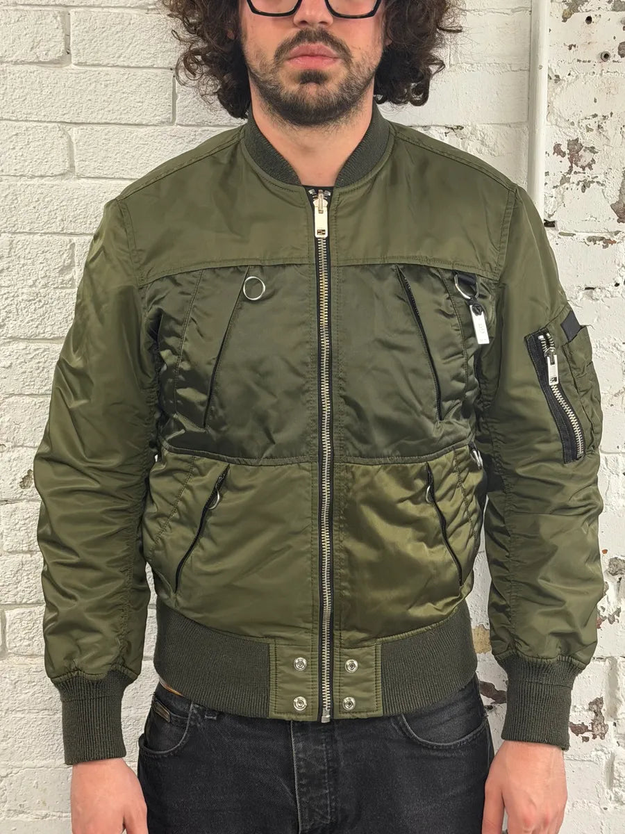 Diesel Olive Multi-Pocket Back Zip Olive Cargo Bomber Jacket yUiKrII 2