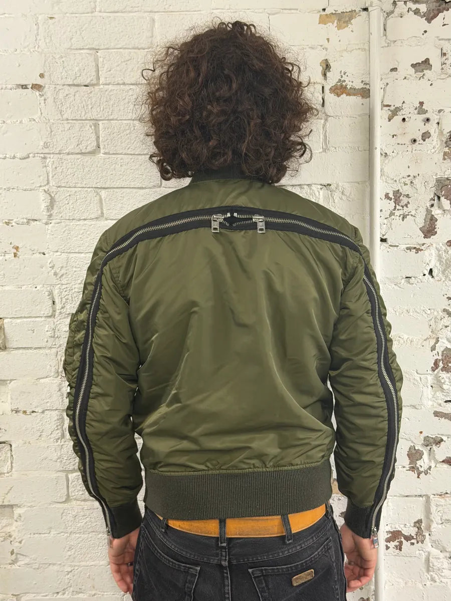 Diesel Olive Multi-Pocket Back Zip Olive Cargo Bomber Jacket yUiKrII 3