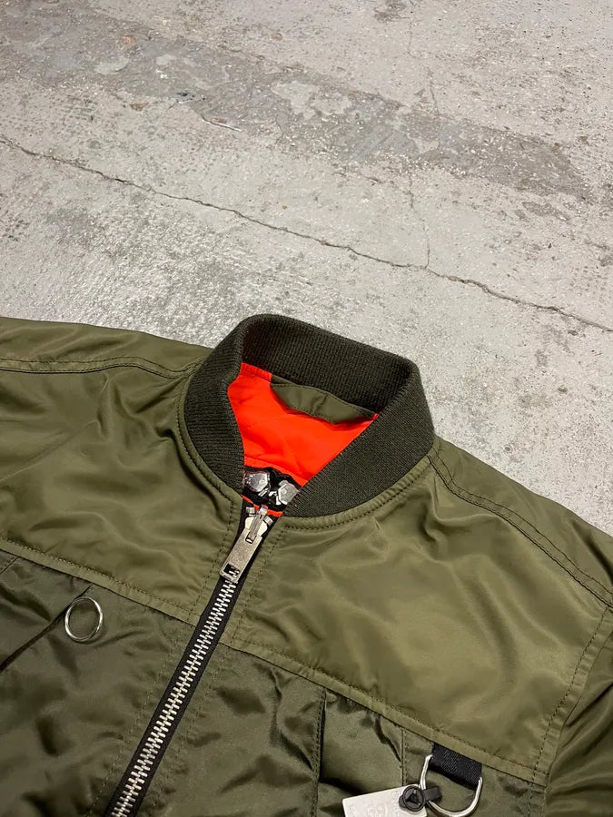 Diesel Olive Multi-Pocket Back Zip Olive Cargo Bomber Jacket yUiKrII 5