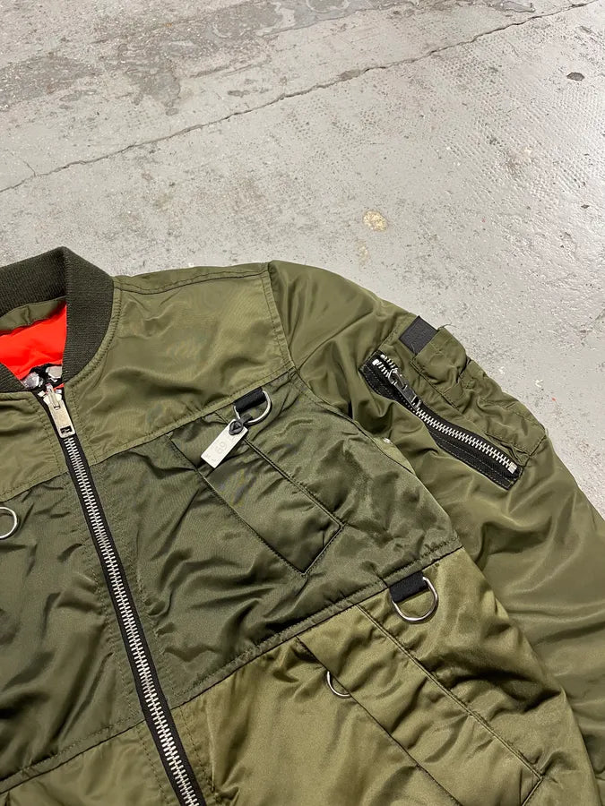 Diesel Olive Multi-Pocket Back Zip Olive Cargo Bomber Jacket yUiKrII 7