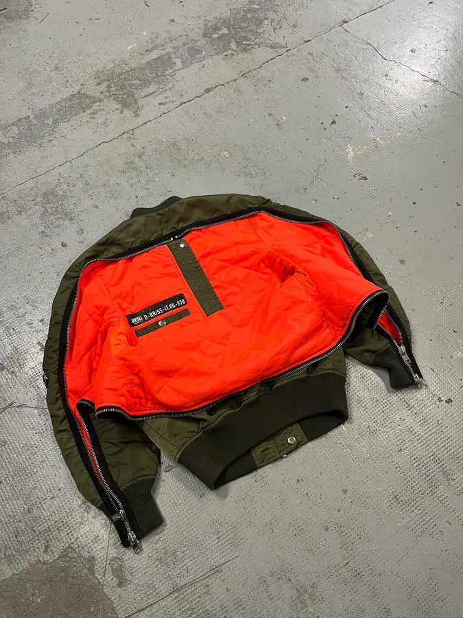 Diesel Olive Multi-Pocket Back Zip Olive Cargo Bomber Jacket yUiKrII 9