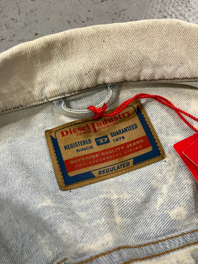 Diesel Overpainted Distressed Cream Denim Jacket DSfCJgC 10