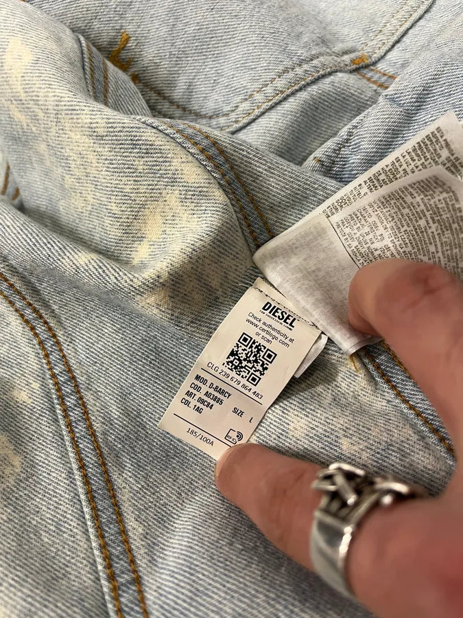 Diesel Overpainted Distressed Cream Denim Jacket DSfCJgC 12