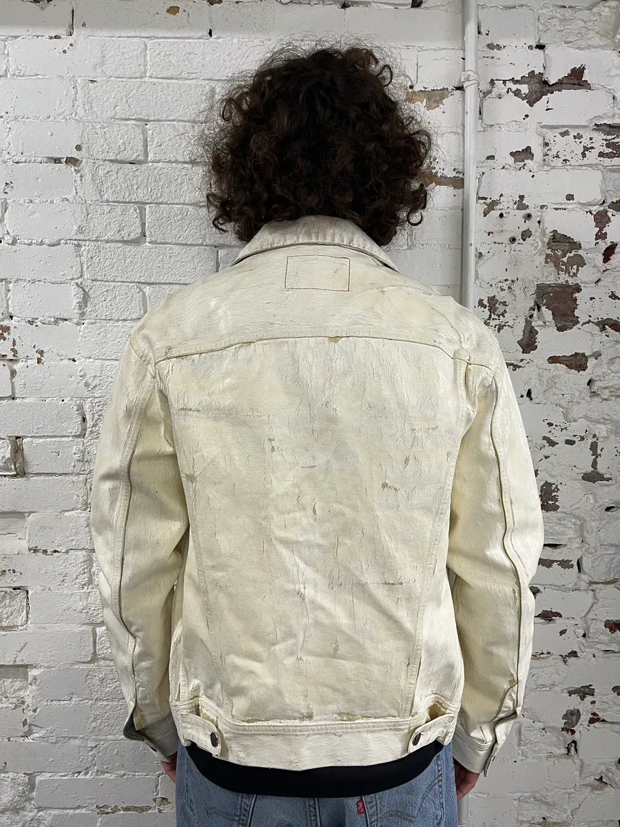 Diesel Overpainted Distressed Cream Denim Jacket DSfCJgC 2