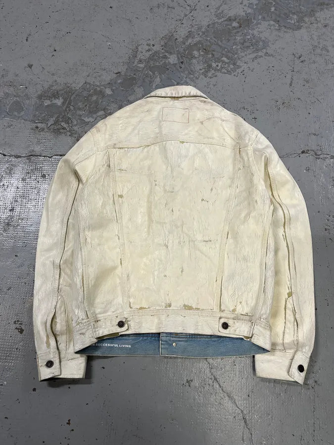 Diesel Overpainted Distressed Cream Denim Jacket DSfCJgC 6