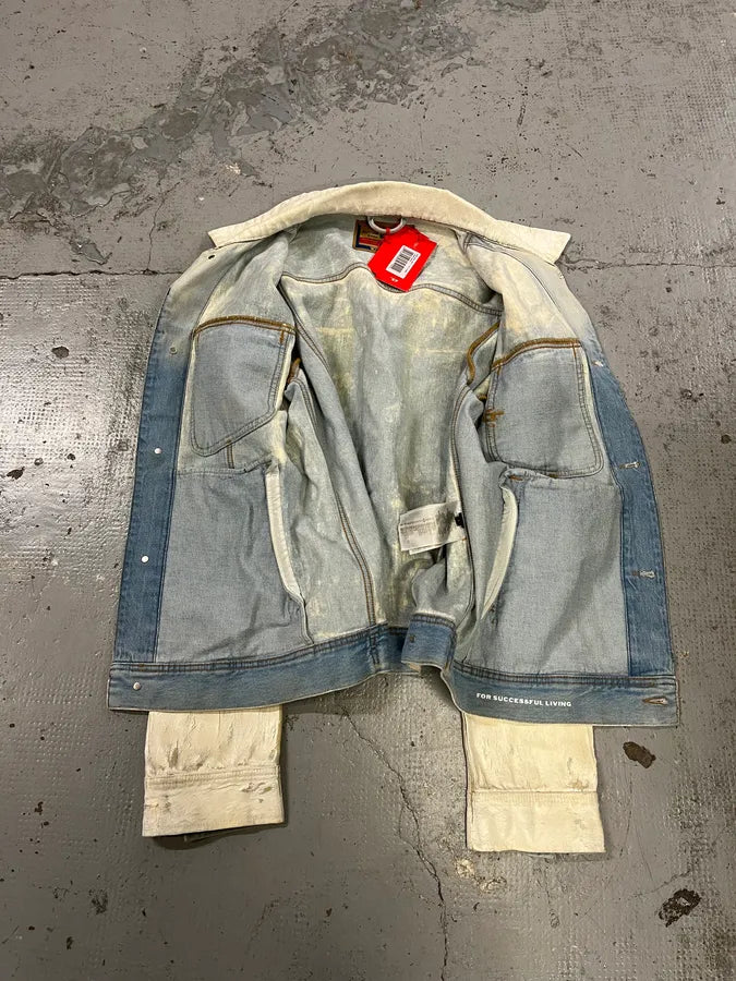Diesel Overpainted Distressed Cream Denim Jacket DSfCJgC 8