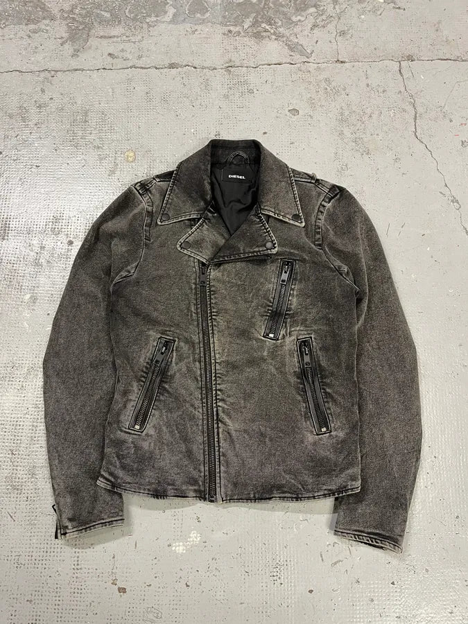 Diesel Raw Grey Denim Perfecto Jacket WxmFUNS 0