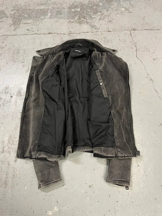 Diesel Raw Grey Denim Perfecto Jacket WxmFUNS 8