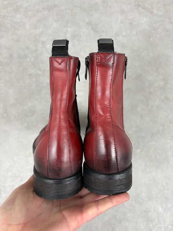 Diesel Raw Red Leather Combat Boots oIcNjtk 5
