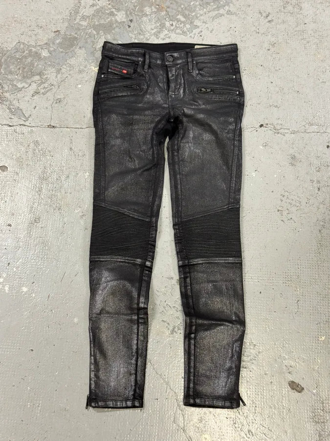 Diesel Skinny Black Glitters Effect Biker Pants jGKKSvu 0