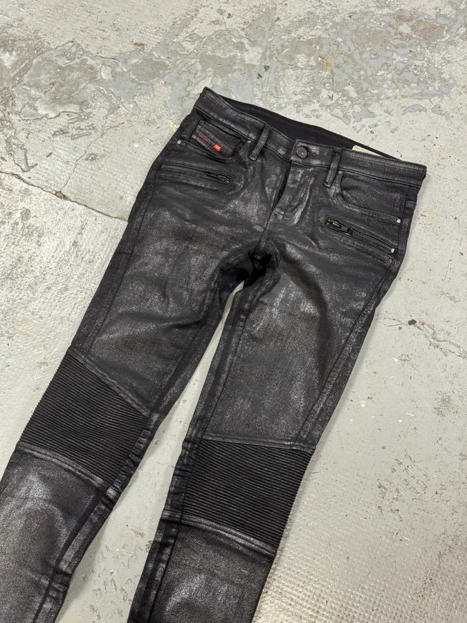 Diesel Skinny Black Glitters Effect Biker Pants jGKKSvu 1