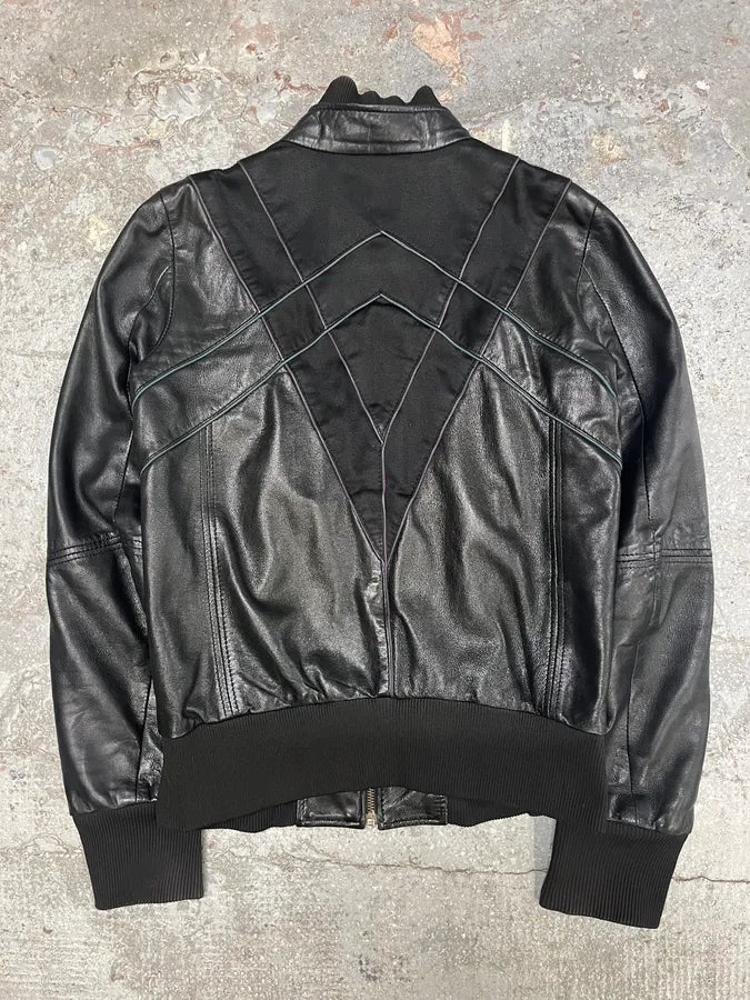 Diesel Speed Black Leather Bomber Jacket (XS/S) 3