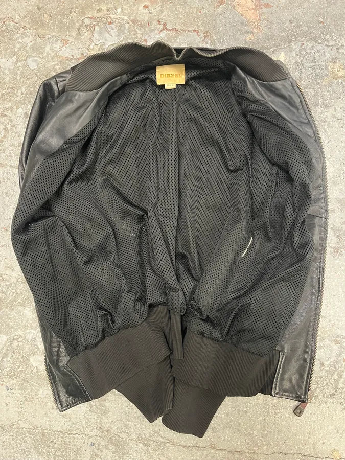 Diesel Speed Black Leather Bomber Jacket (XS/S) 6