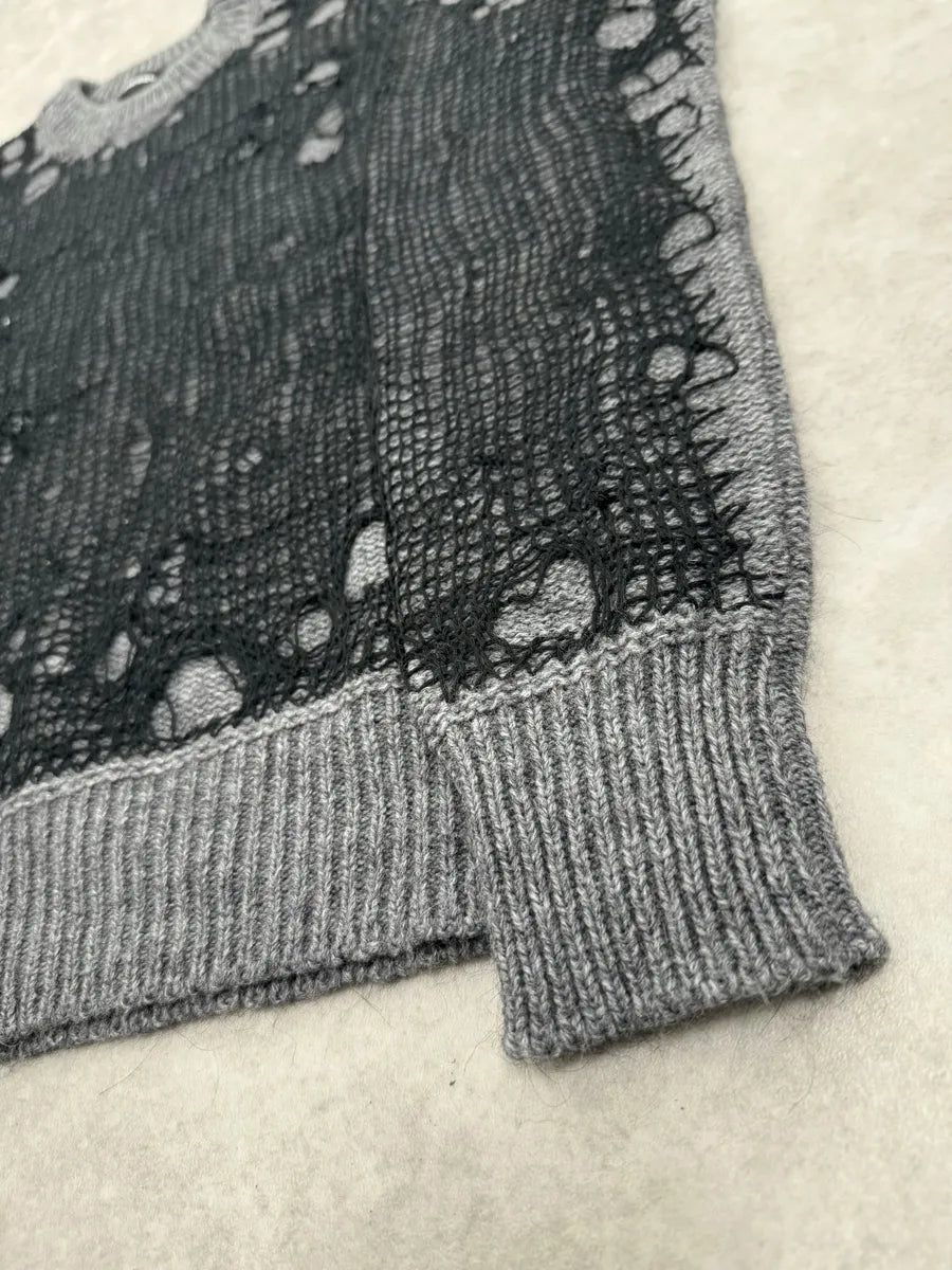 Diesel Spiderweb Distressed Grey & Black Sweater QajDowm 9