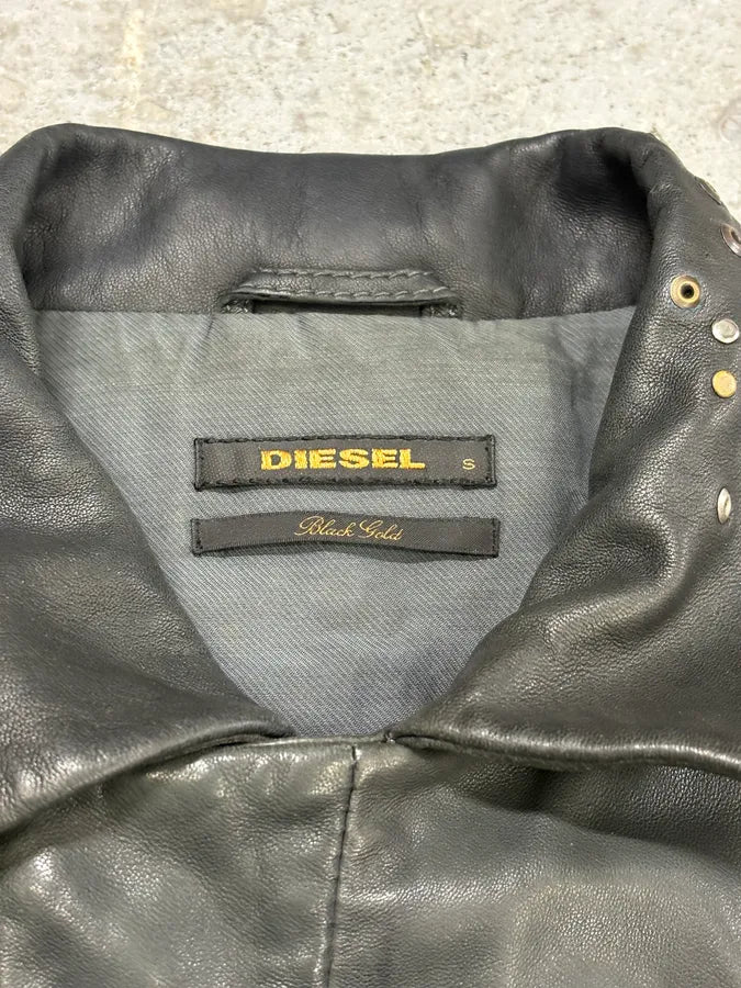 Diesel Studded Eyelet Grey Leather Jacket FQHApSD 7