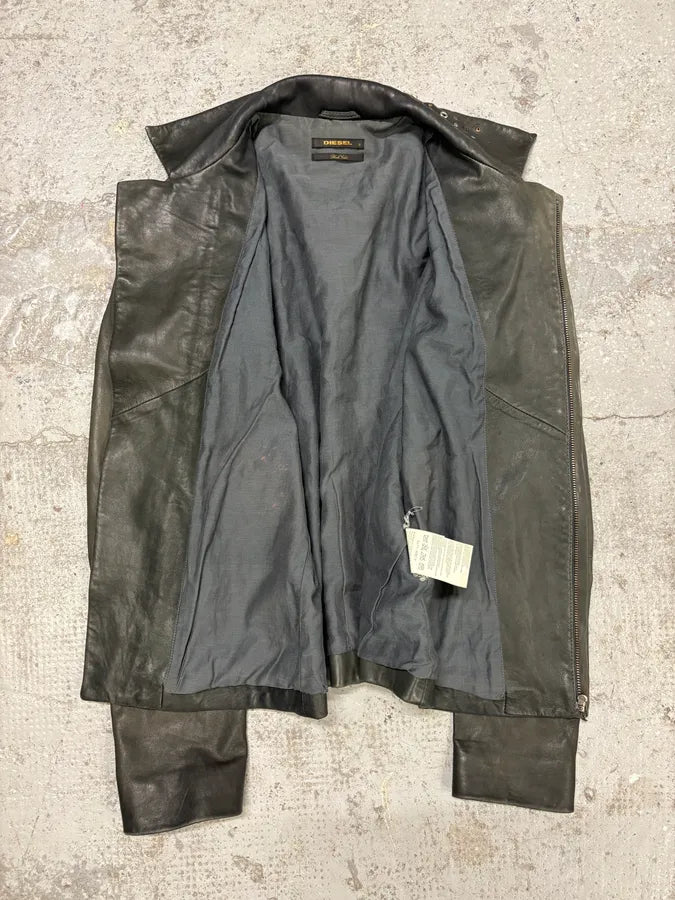 Diesel Studded Eyelet Grey Leather Jacket FQHApSD 2