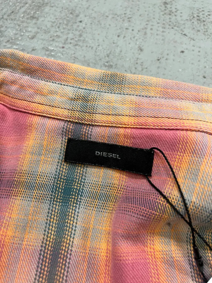 Diesel Summer Bleached Effect Western Checked Pink Shirt KGfgITy 11