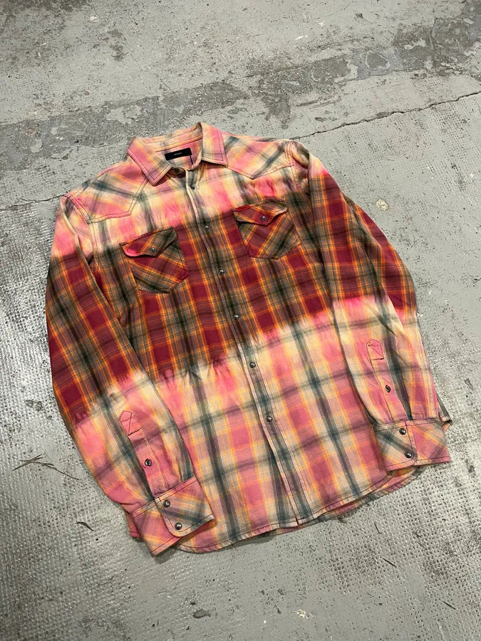 Diesel Summer Bleached Effect Western Checked Pink Shirt KGfgITy 3