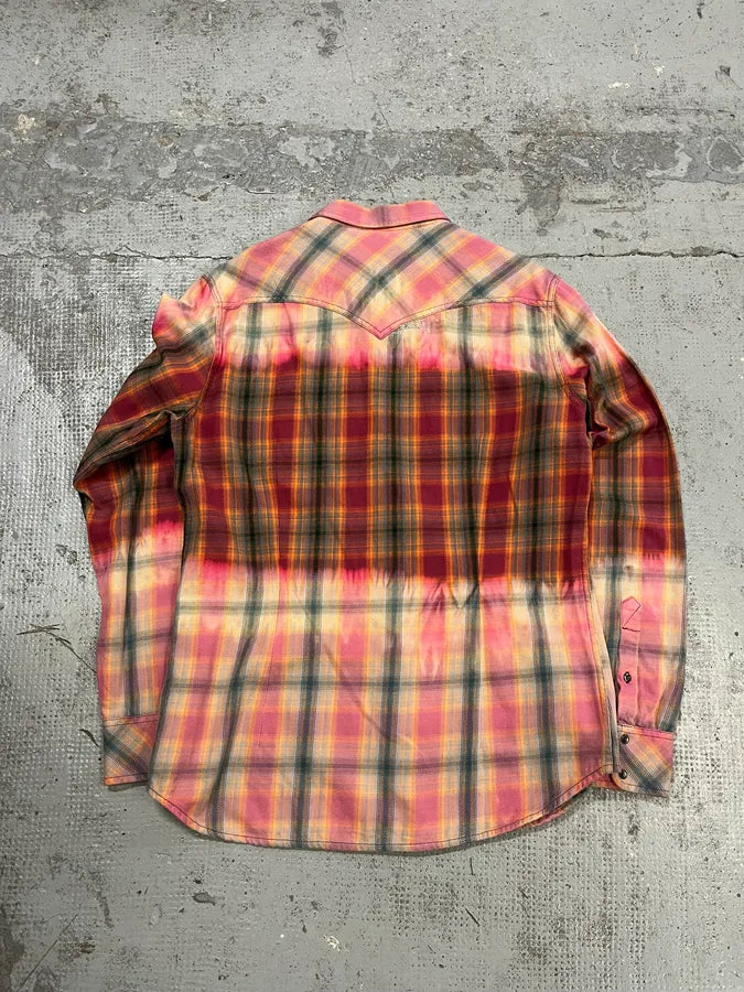 Diesel Summer Bleached Effect Western Checked Pink Shirt KGfgITy 7