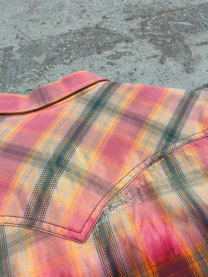 Diesel Summer Bleached Effect Western Checked Pink Shirt KGfgITy 8