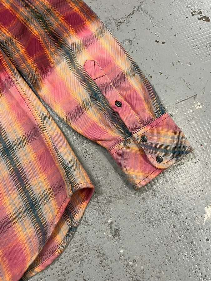 Diesel Summer Bleached Effect Western Checked Pink Shirt KGfgITy 9