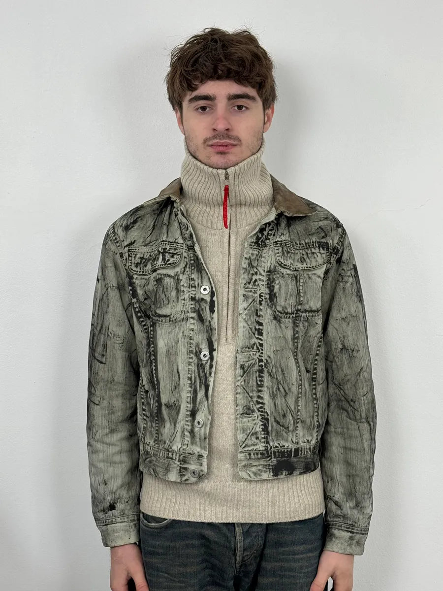 Diesel Trompe L’oeil Distressed Effect Grey Jacket mfrGkpV 1