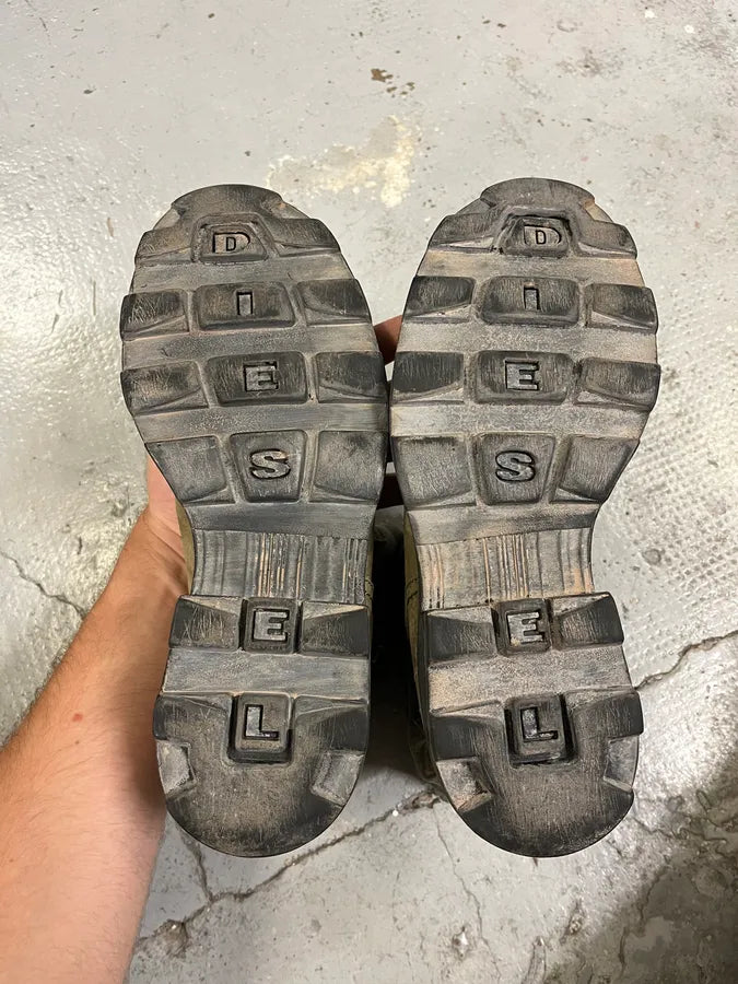 Diesel Two Tones Khaki & Beige Leather Boots zTtAxsN 8