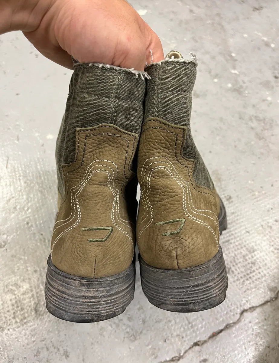 Diesel Two Tones Khaki & Beige Leather Boots zTtAxsN 7