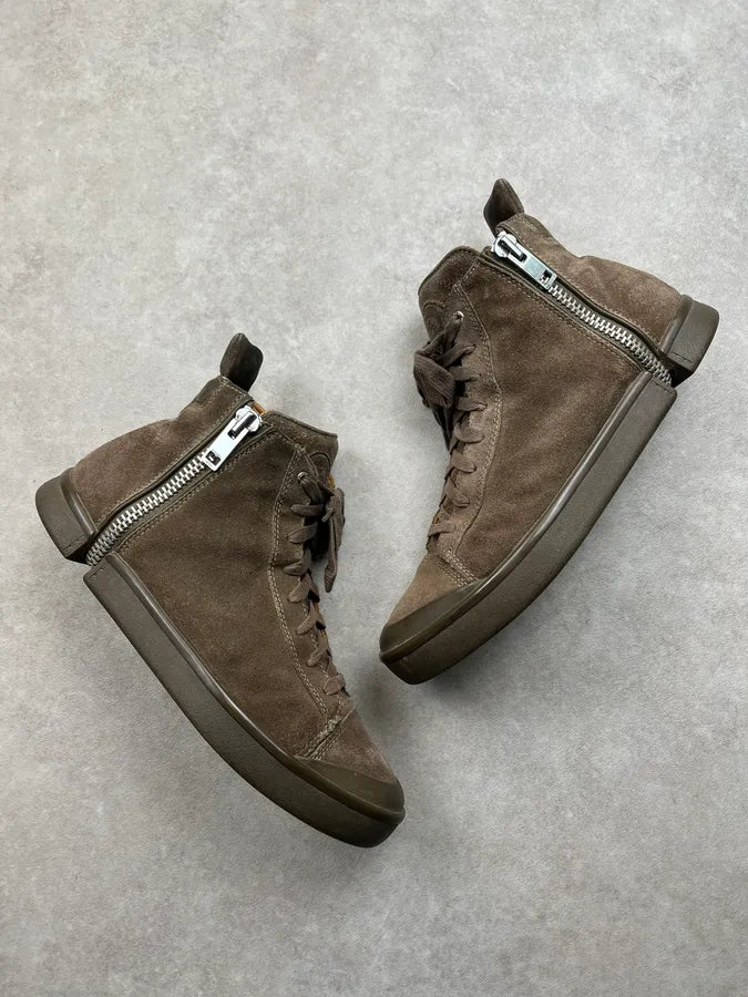 Diesel Ultra Zip Suede Leather Taupe Brown High Sneakers eamGxIs 1