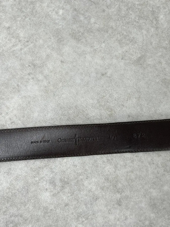 2000s Cesare Paciotti Dagger Brown Leather Scale Belt wgqqREV 5