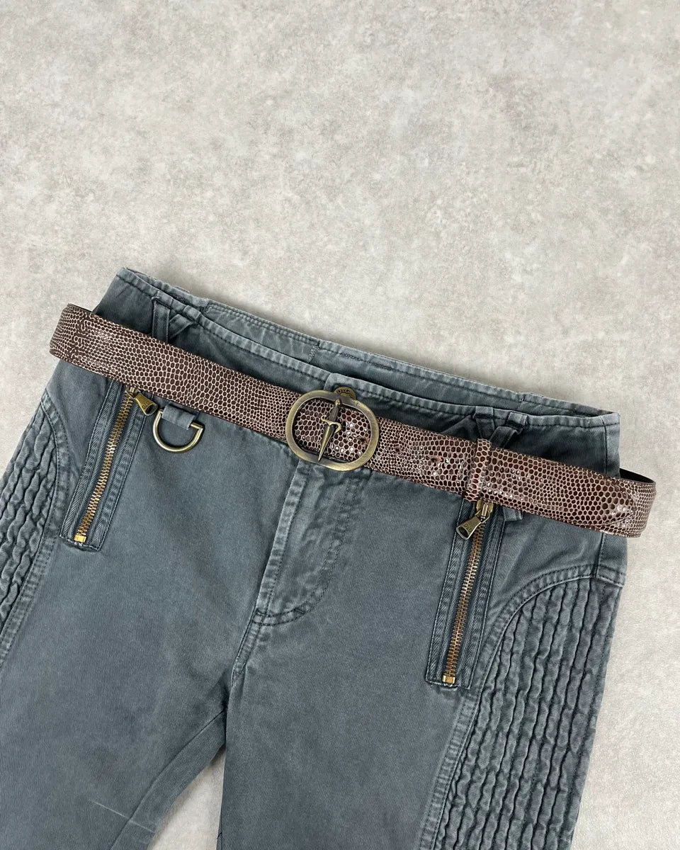 2000s Cesare Paciotti Dagger Brown Leather Scale Belt wgqqREV 0