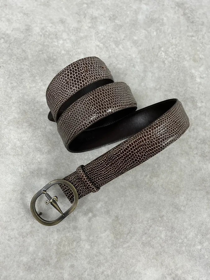2000s Cesare Paciotti Dagger Brown Leather Scale Belt wgqqREV 2