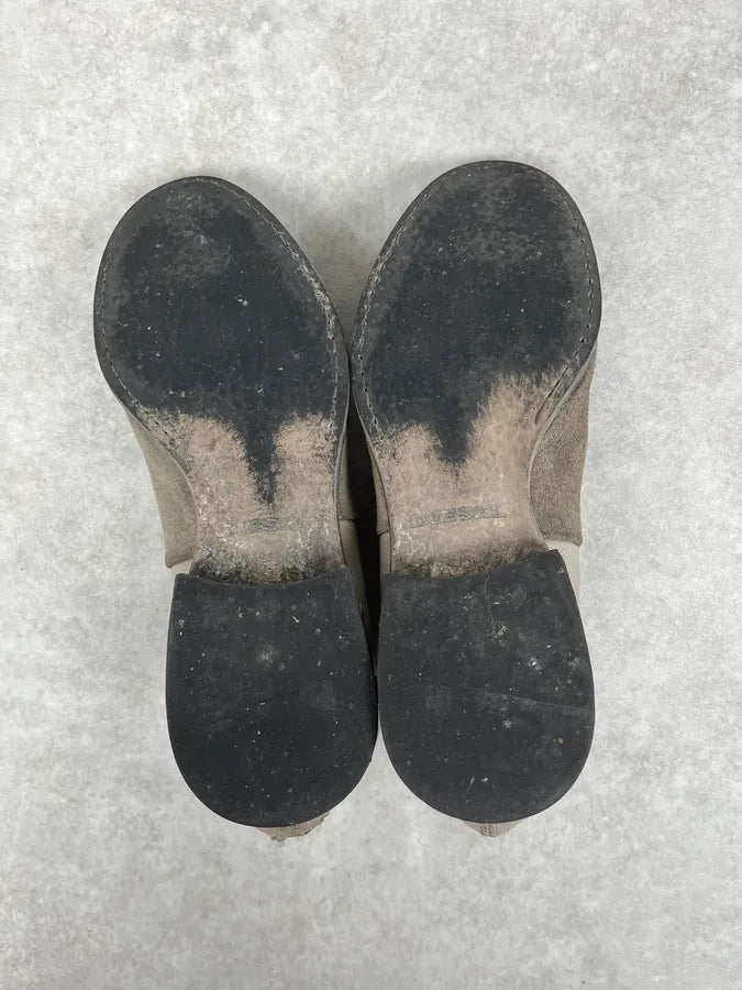 Diesel White & Grey Avant-Garde Aged Leather Boots vlrTSLJ 3