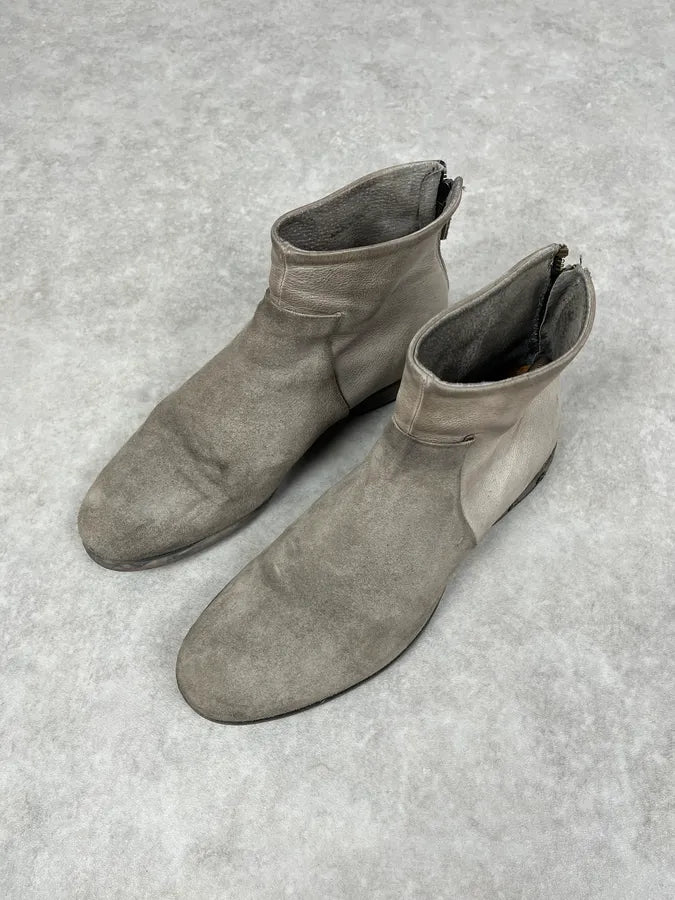 Diesel White & Grey Avant-Garde Aged Leather Boots vlrTSLJ 2
