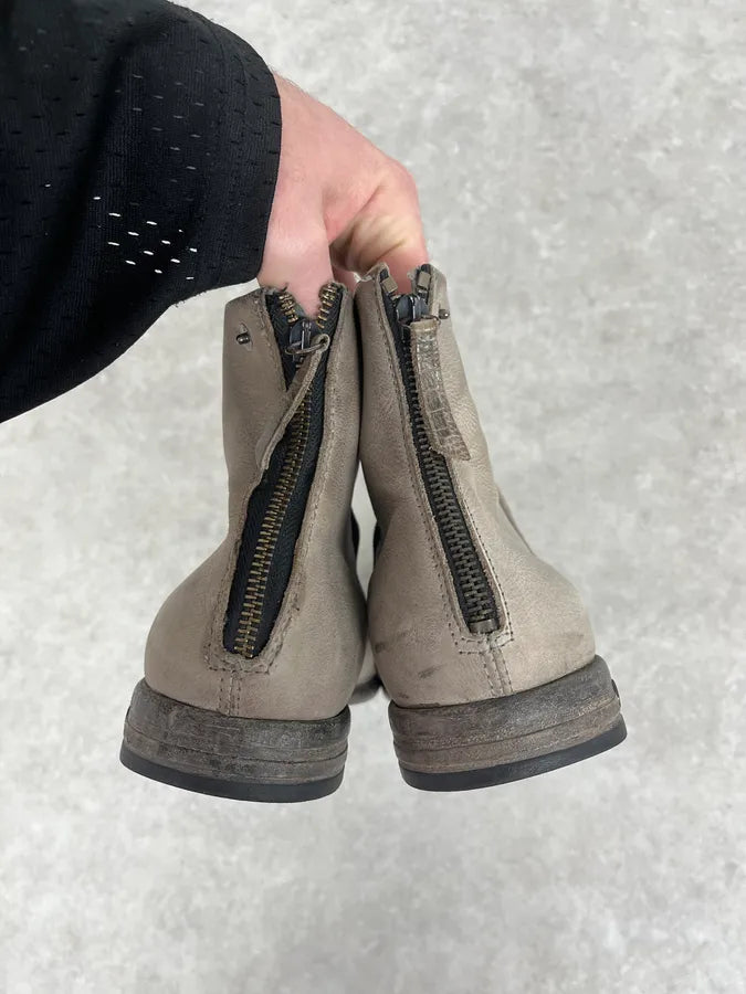 Diesel White & Grey Avant-Garde Aged Leather Boots vlrTSLJ 4