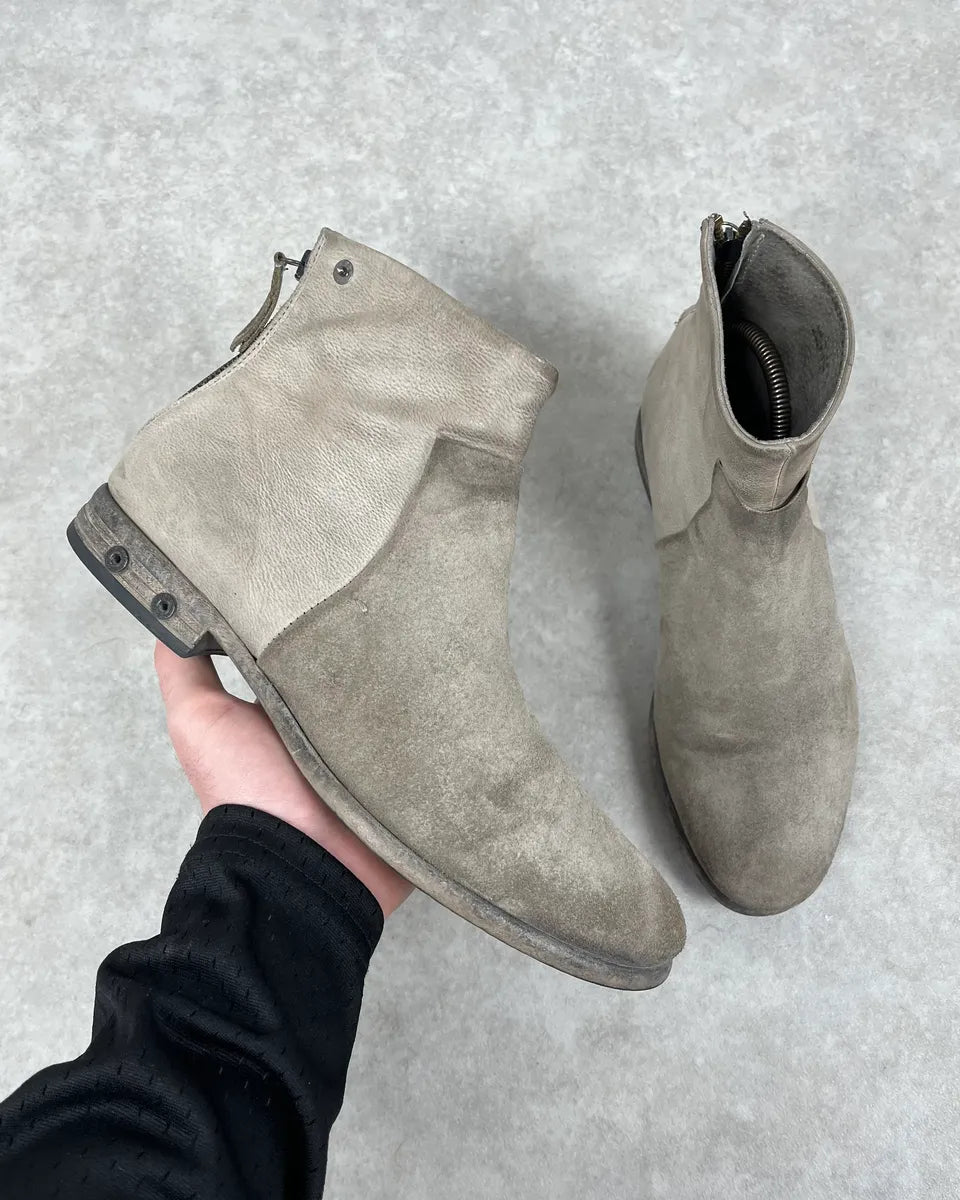 Diesel White & Grey Avant-Garde Aged Leather Boots vlrTSLJ 0