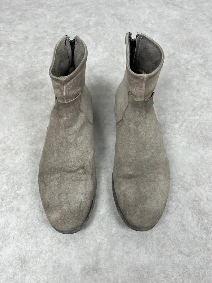 Diesel White & Grey Avant-Garde Aged Leather Boots vlrTSLJ 1