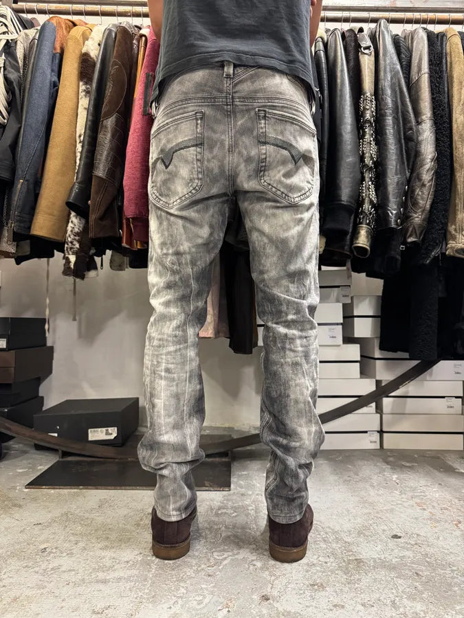 Diesel White & Grey Bleached Effect Slim Denim Jeans JfkBdii 3