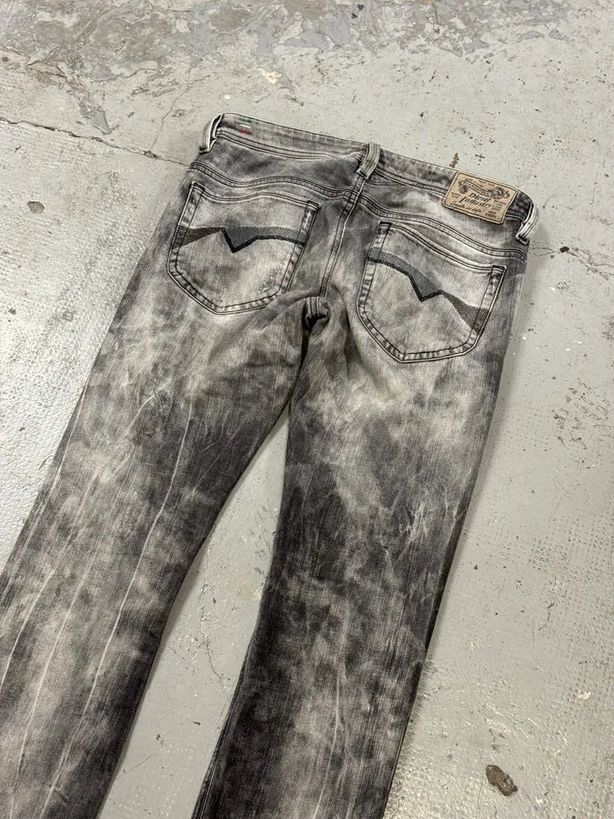 Diesel White & Grey Bleached Effect Slim Denim Jeans JfkBdii 5