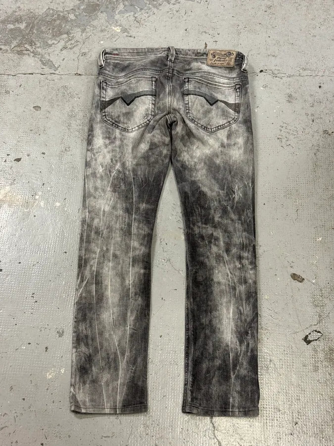 Diesel White & Grey Bleached Effect Slim Denim Jeans JfkBdii 8