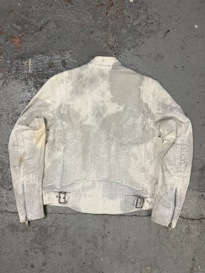 Diesel White & Grey Irregular Racing Jacket zFOhUKD 7