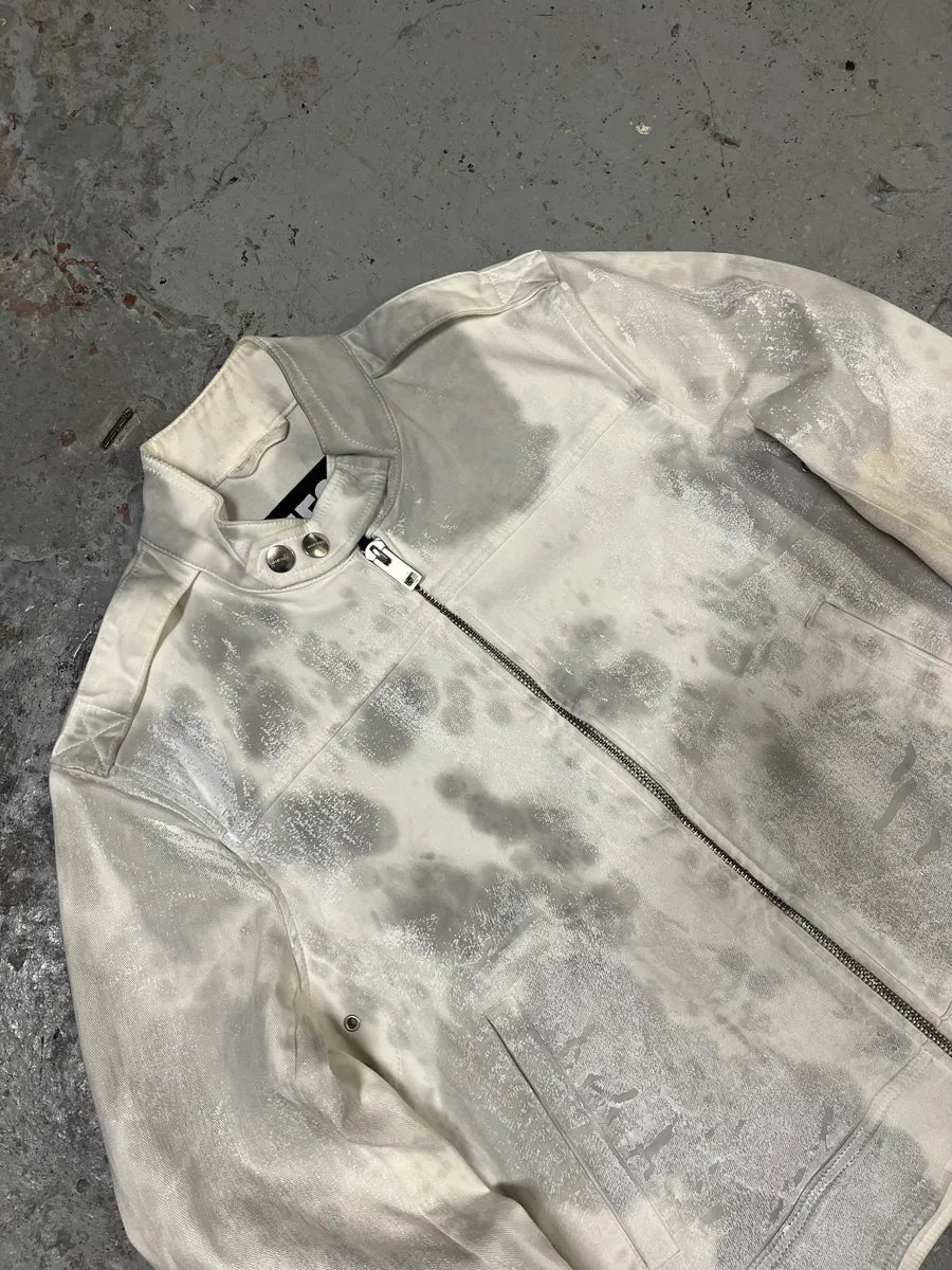 Diesel White & Grey Irregular Racing Jacket zFOhUKD 3