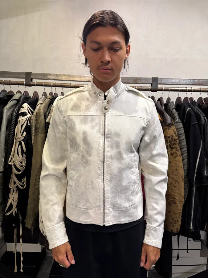 Diesel White & Grey Irregular Racing Jacket zFOhUKD 0