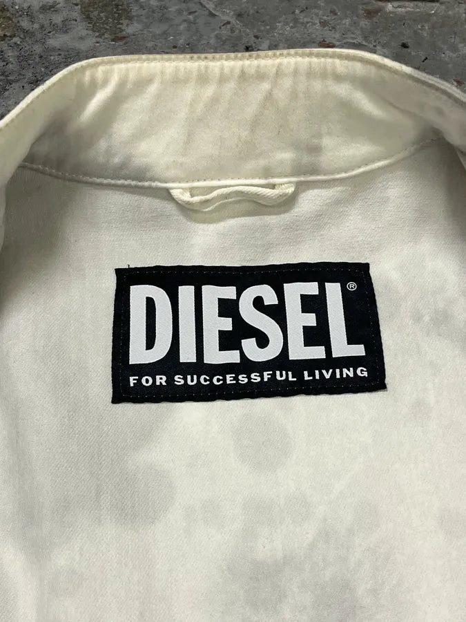 Diesel White & Grey Irregular Racing Jacket zFOhUKD 9