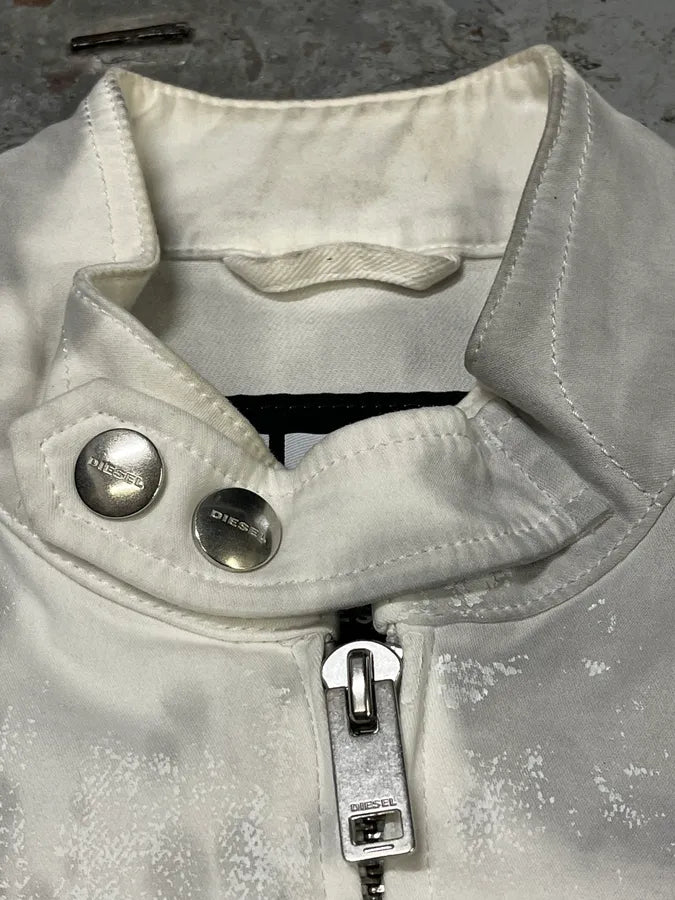 Diesel White & Grey Irregular Racing Jacket zFOhUKD 5