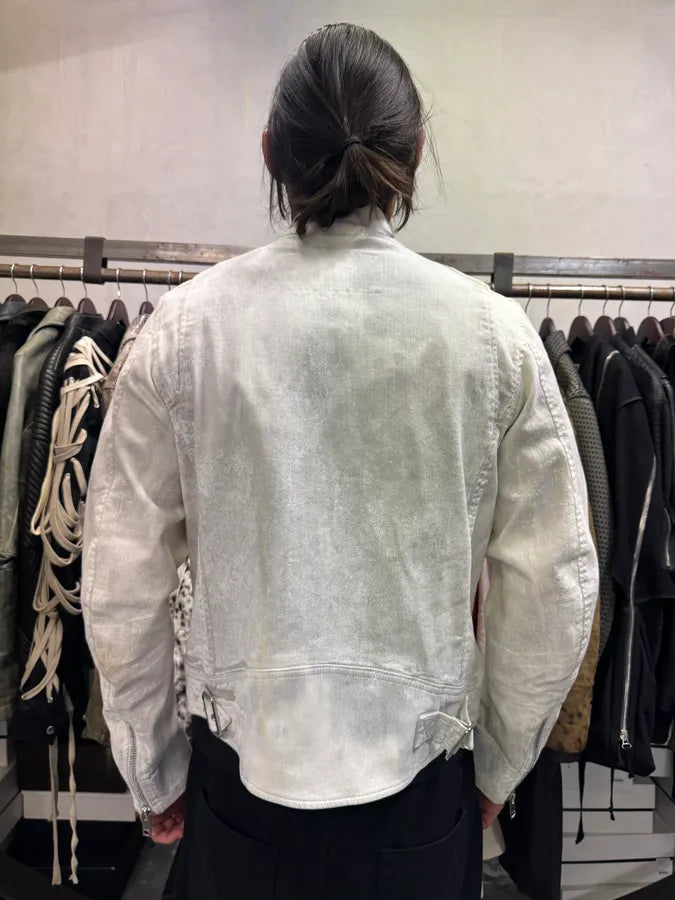 Diesel White & Grey Irregular Racing Jacket zFOhUKD 1