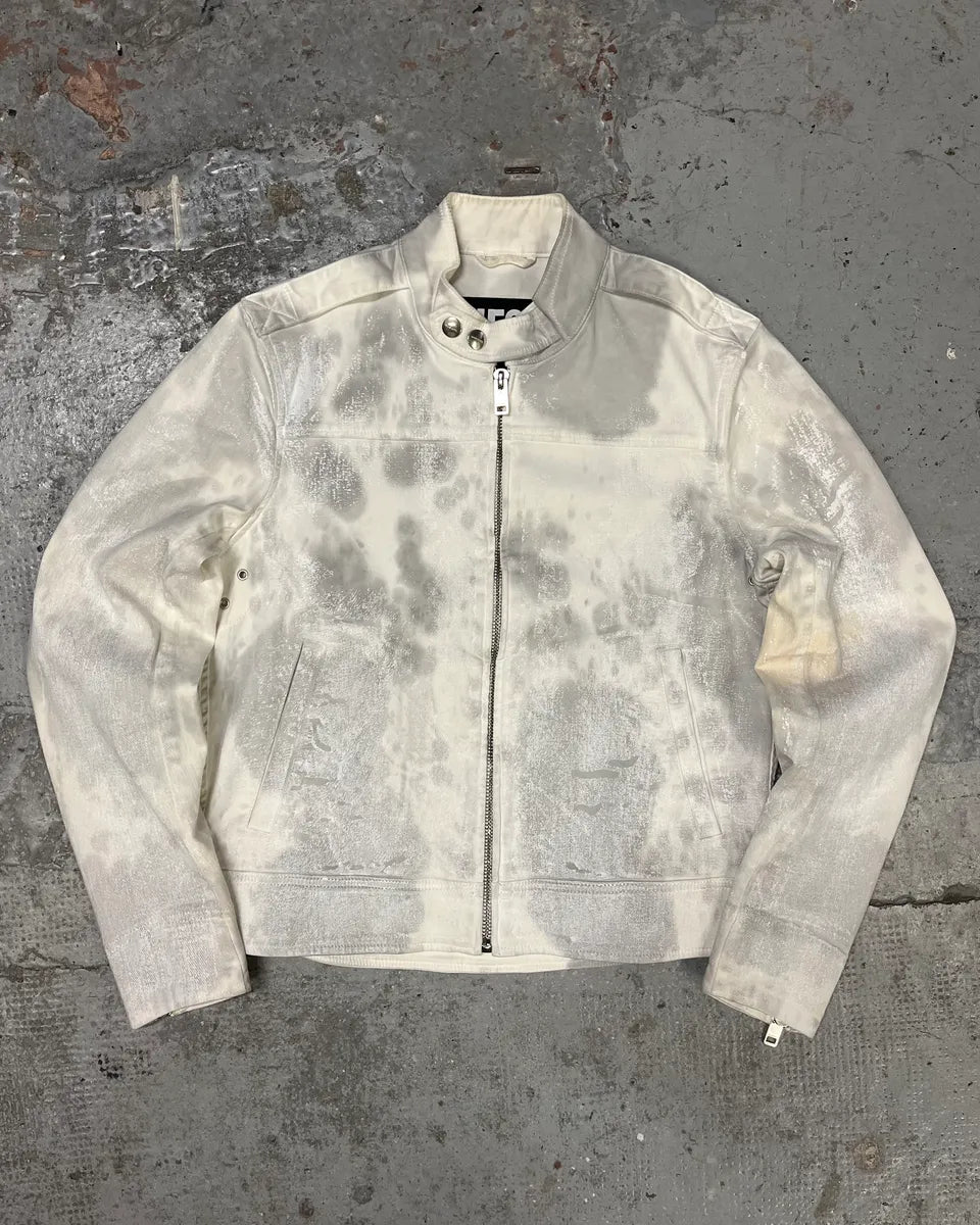 Diesel White & Grey Irregular Racing Jacket zFOhUKD 2