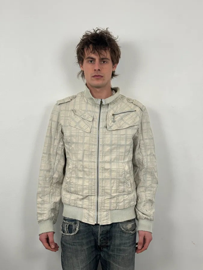 Diesel White Plaid Zip Jacket hRAbIvI 1