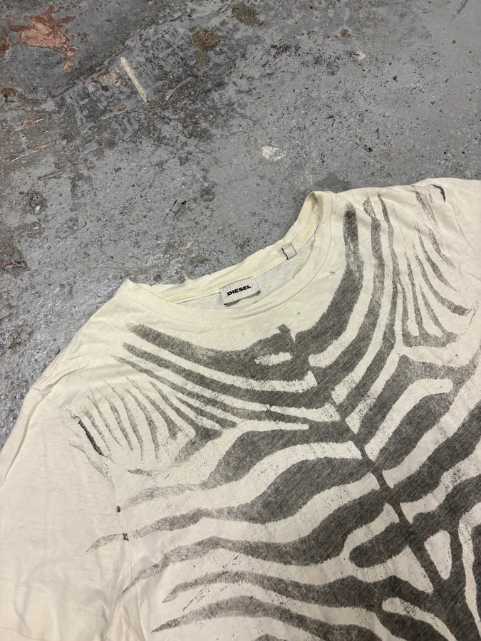 Diesel White Zebra Skeleton T-Shirt NBTklqK 4