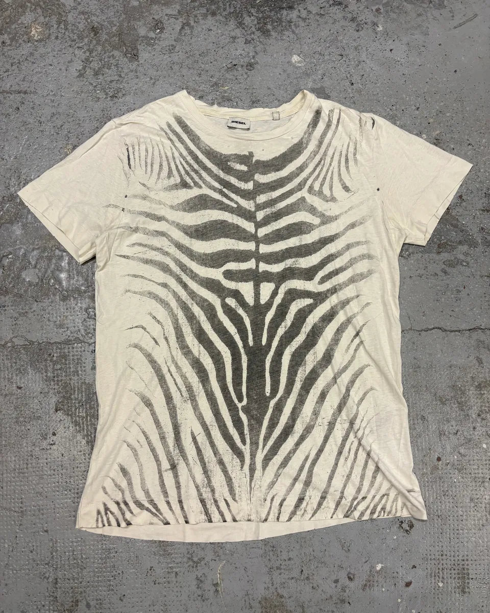Diesel White Zebra Skeleton T-Shirt NBTklqK 0